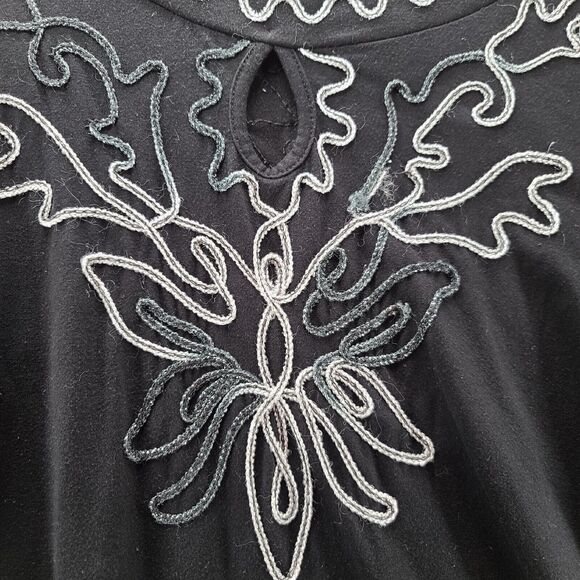 Objects D'Art Womens Blouse Black Size 3/4 Sleeve Pullover Metallic Design - Picture 11 of 12